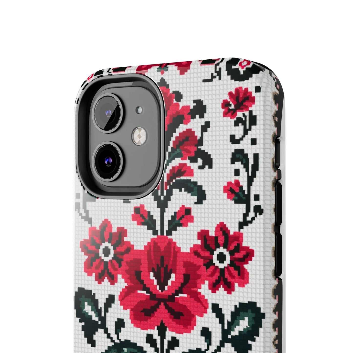 Traditional Floral Knit Tough Phone Cases - Durable Protection with Vintage Style - for iPhone