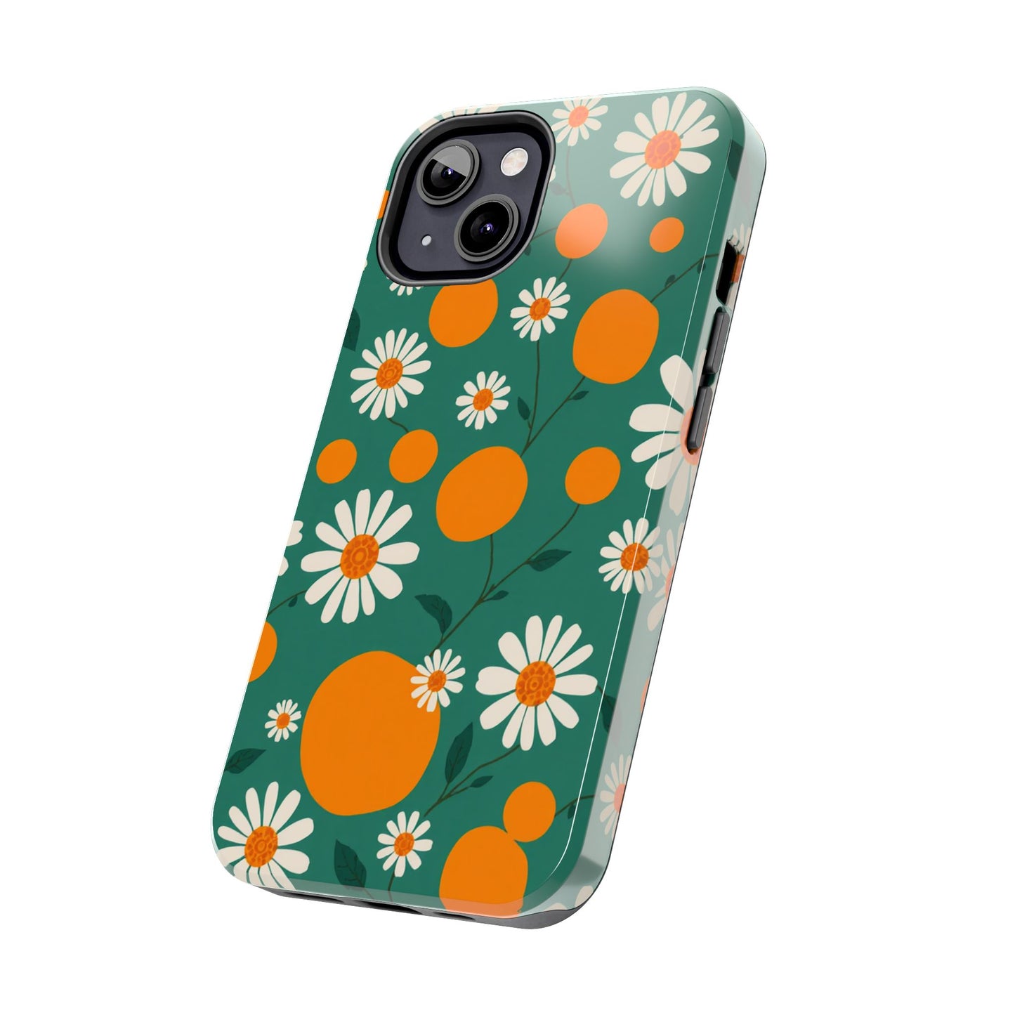 Floral Tough Phone Case - Daisy & Orange Design