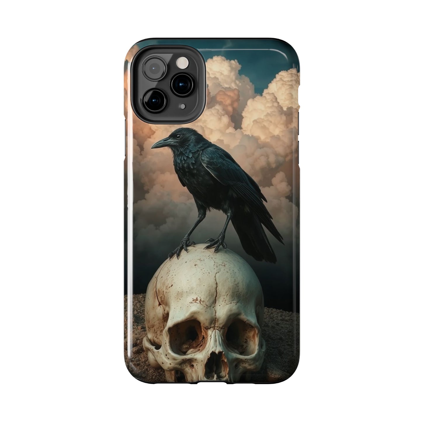 Gothic Raven Skull Tough Phone Case - Unique Protective Cover for Halloween Lovers