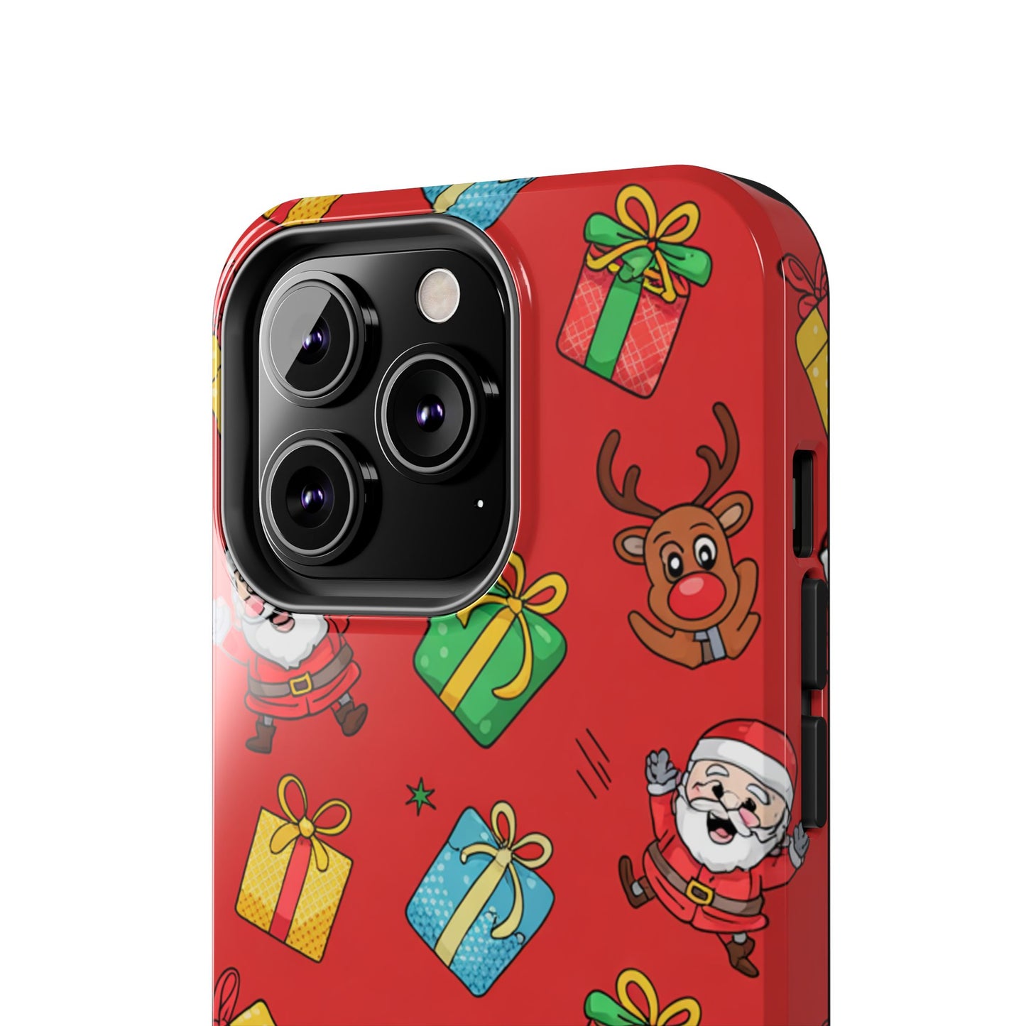 Festive Santa and Reindeer Tough Phone Case - Christmas Holiday Design