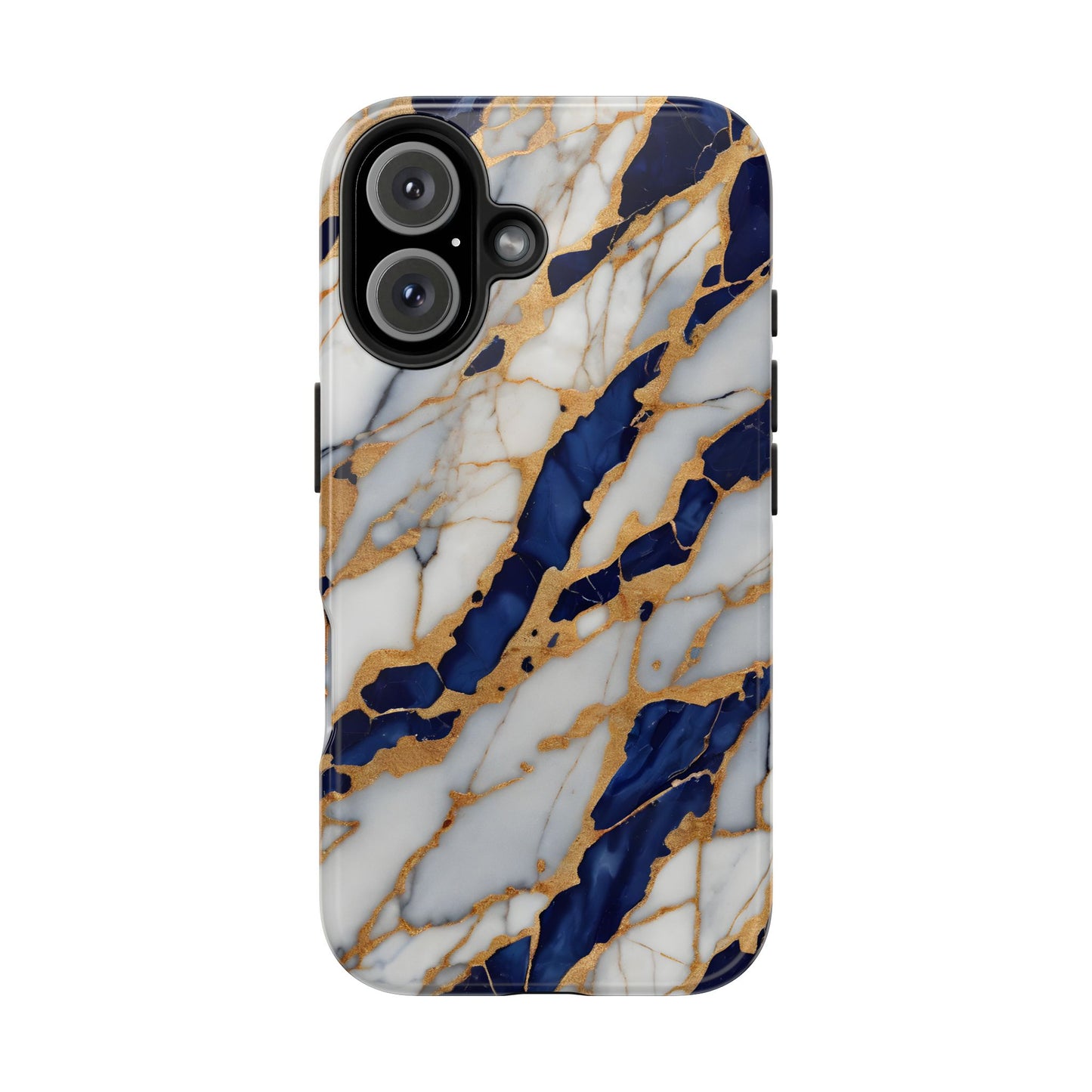 Stunning Marble Tough Phone Case - Elegant Blue & Gold Design Stylish Protection - for iPhone