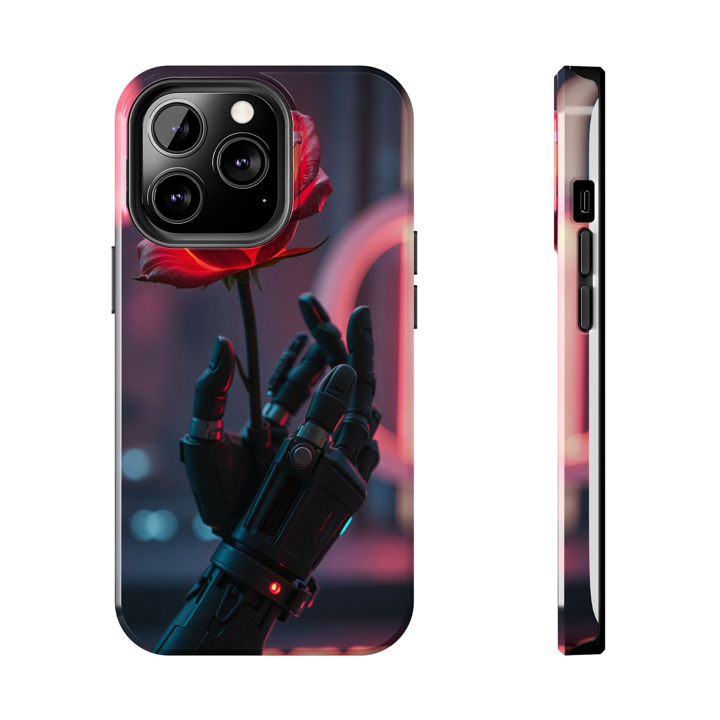 Futuristic Tough Phone Case with Robotic Rose Design | Durable Protection