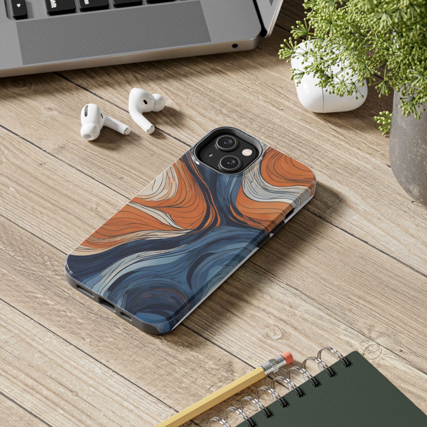 Artistic Tough Phone Case - Vibrant Abstract  Waves Design - for iPhone