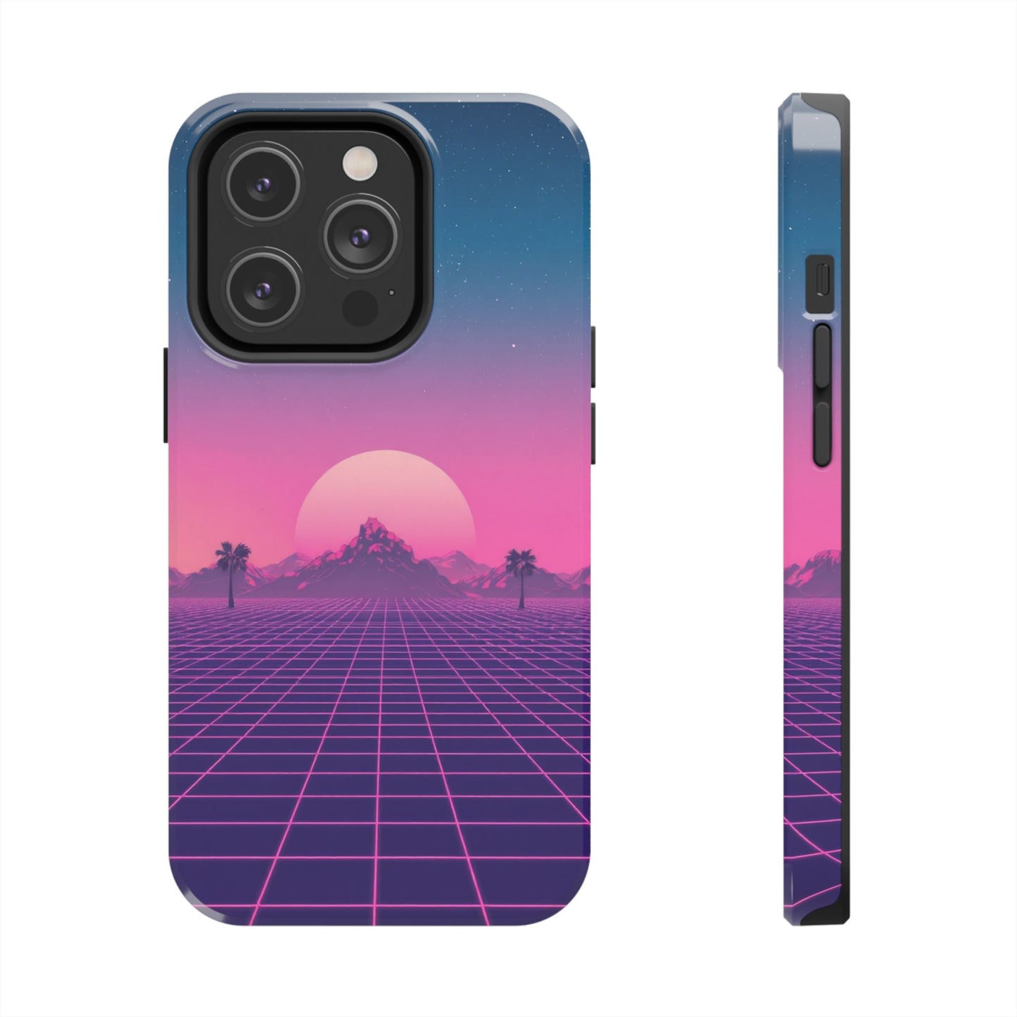 Retro Aesthetic Tough Phone Case - Vibrant Sunset Design