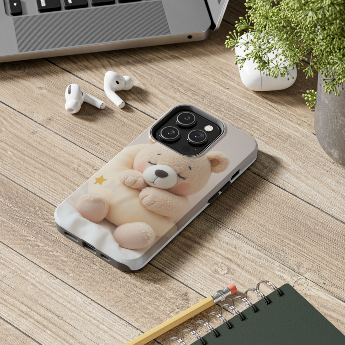 Cute Bear Tough Phone Case - Adorable Baby Animal Design for Kids & Adults