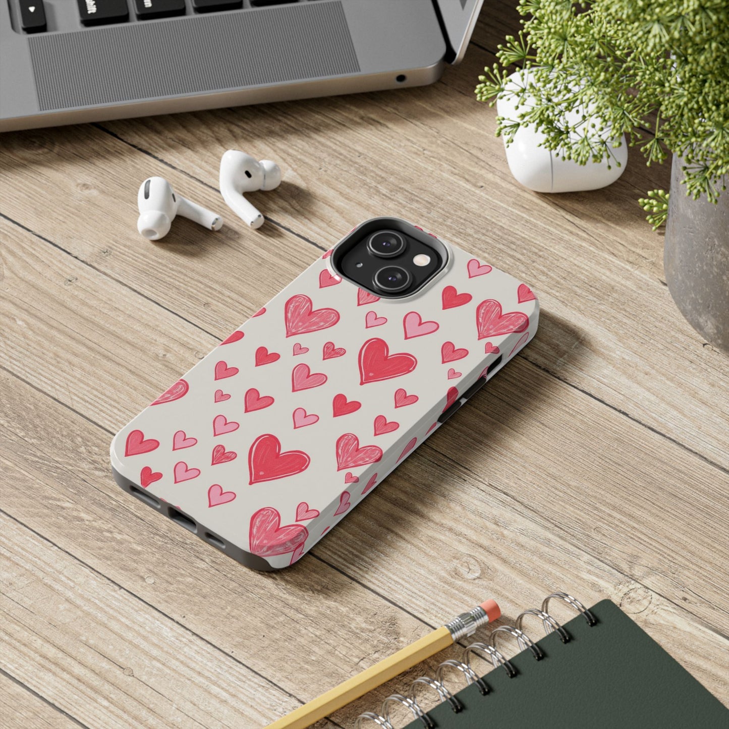 Heart Pattern Tough Phone Case - Cute and Stylish Protection