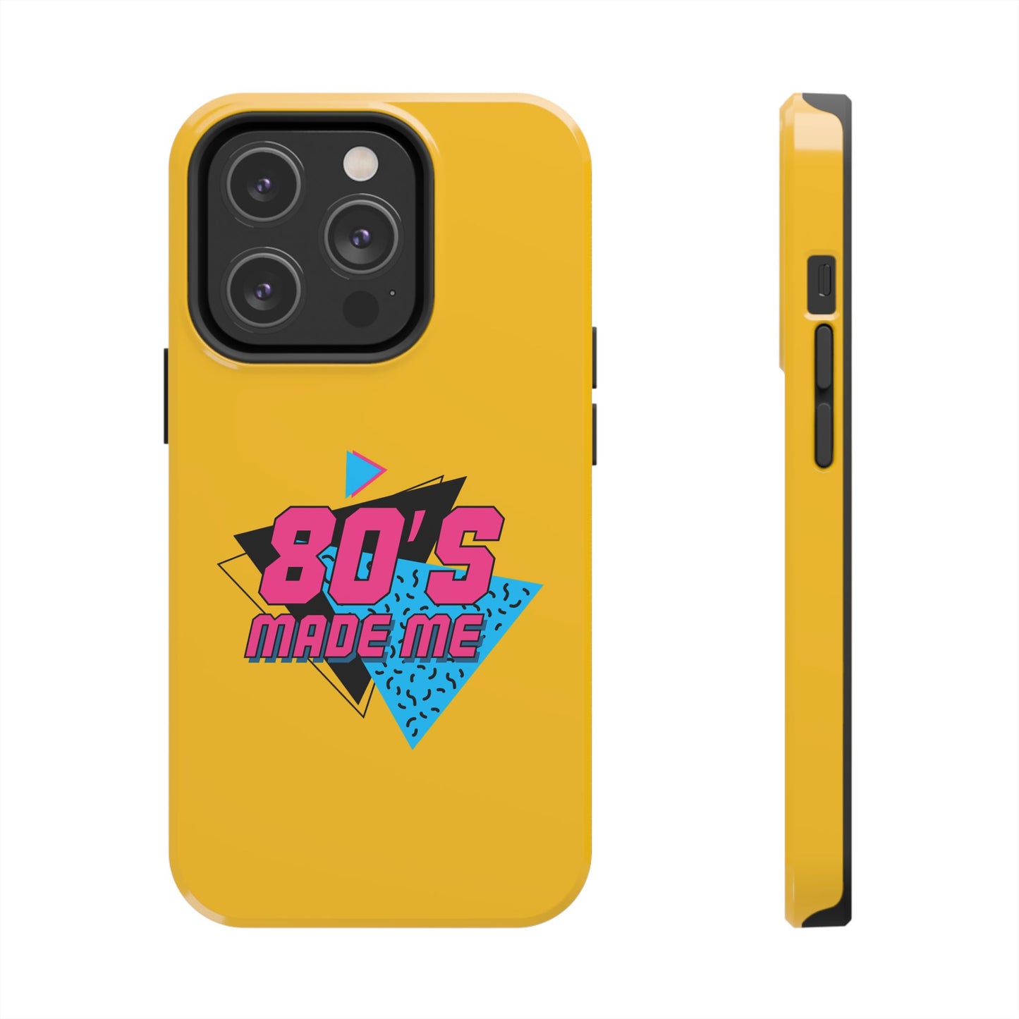 80's Made Me Tough Phone Case - Retro Yellow Silicone Cover - for iPhone