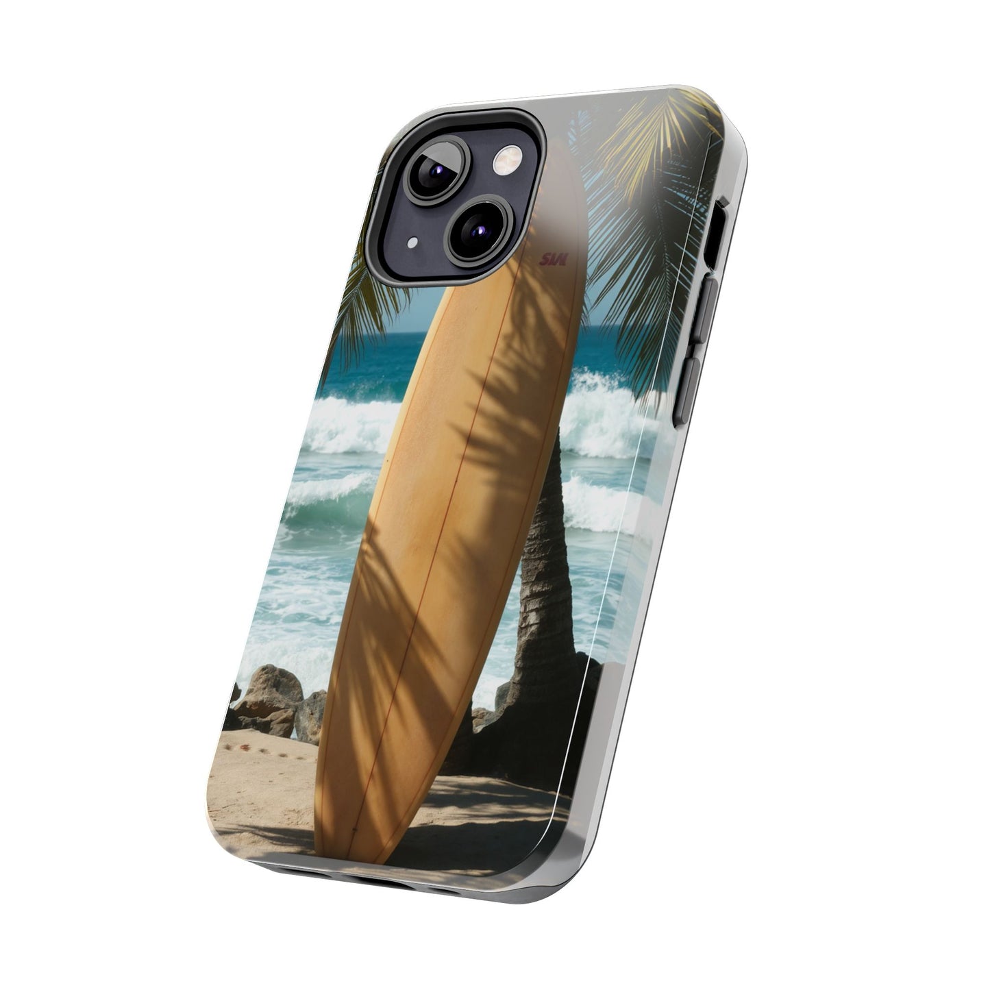 Tough Surfing Phone Case - Beach Vibes with Palm Trees & Surfboard