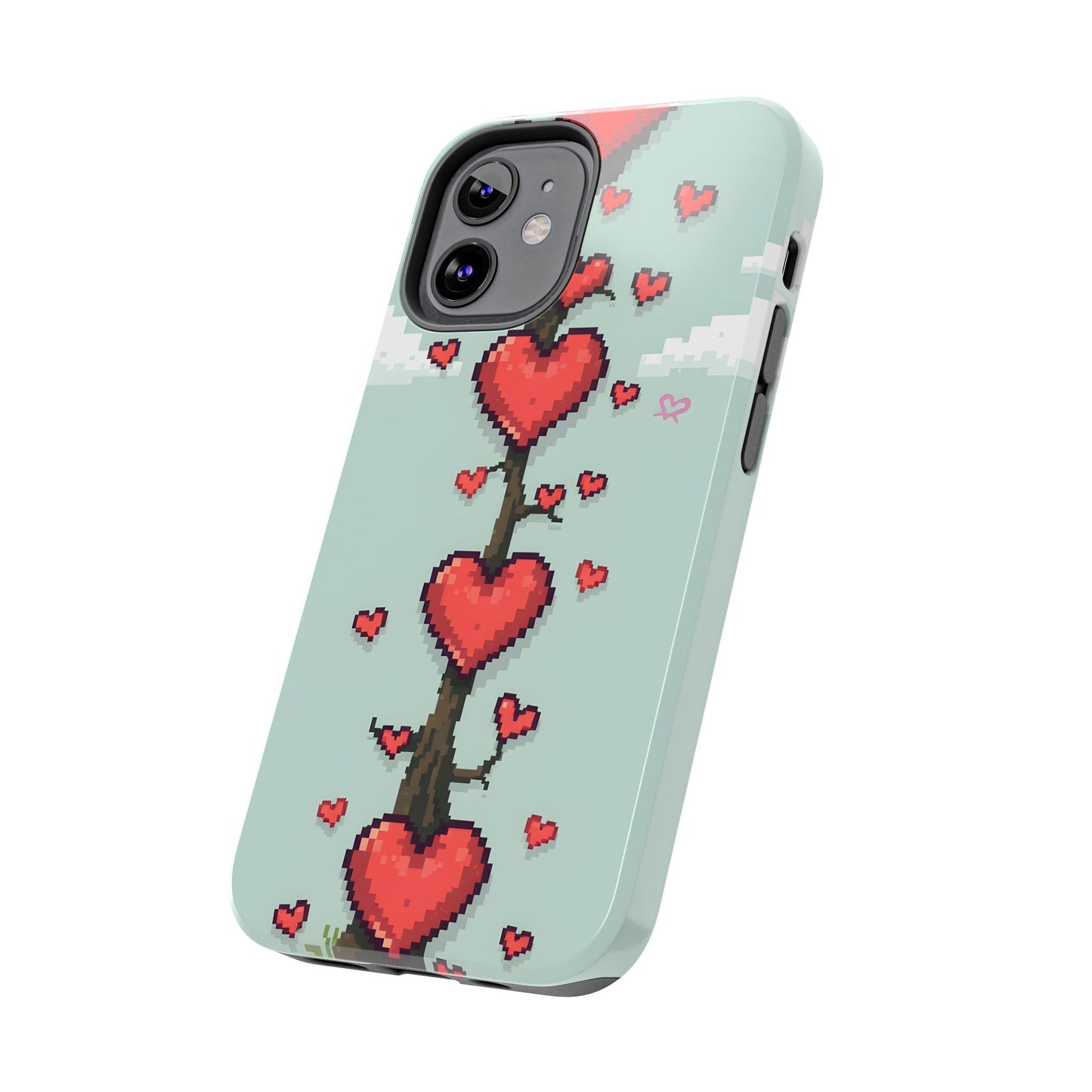 Pixelated Love Hearts Tree | Tough Phone Case - Cute Design - for iPhone