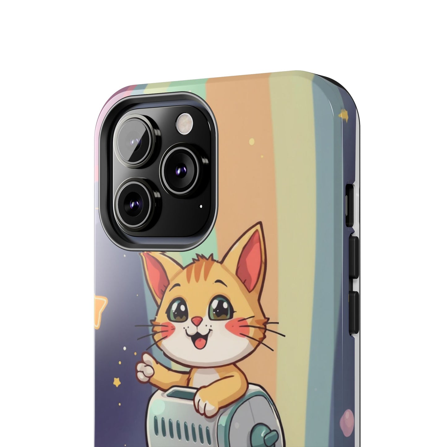 Cute Cat Rocket Phone Case - Vibrant and Playful Tough Case