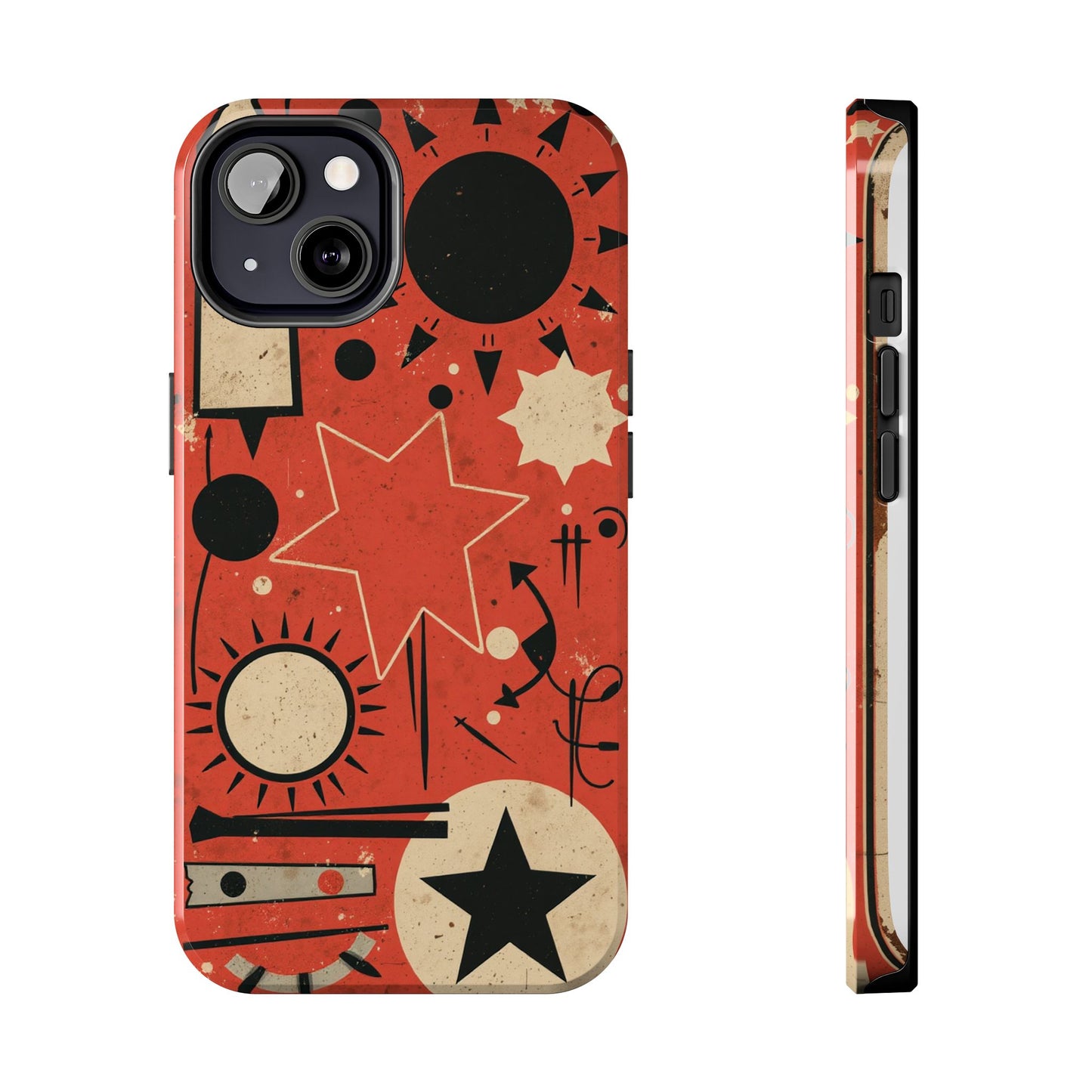 Retro Bold Tough Phone Case - Unique Geometric Design - for iPhone