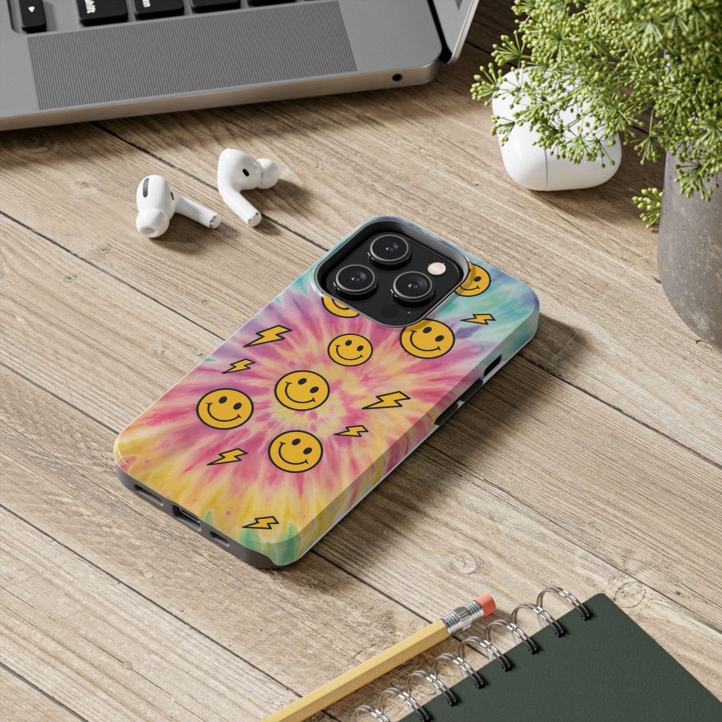 Colorful Smiley Lightning Tough Phone Case - Fun & Durable