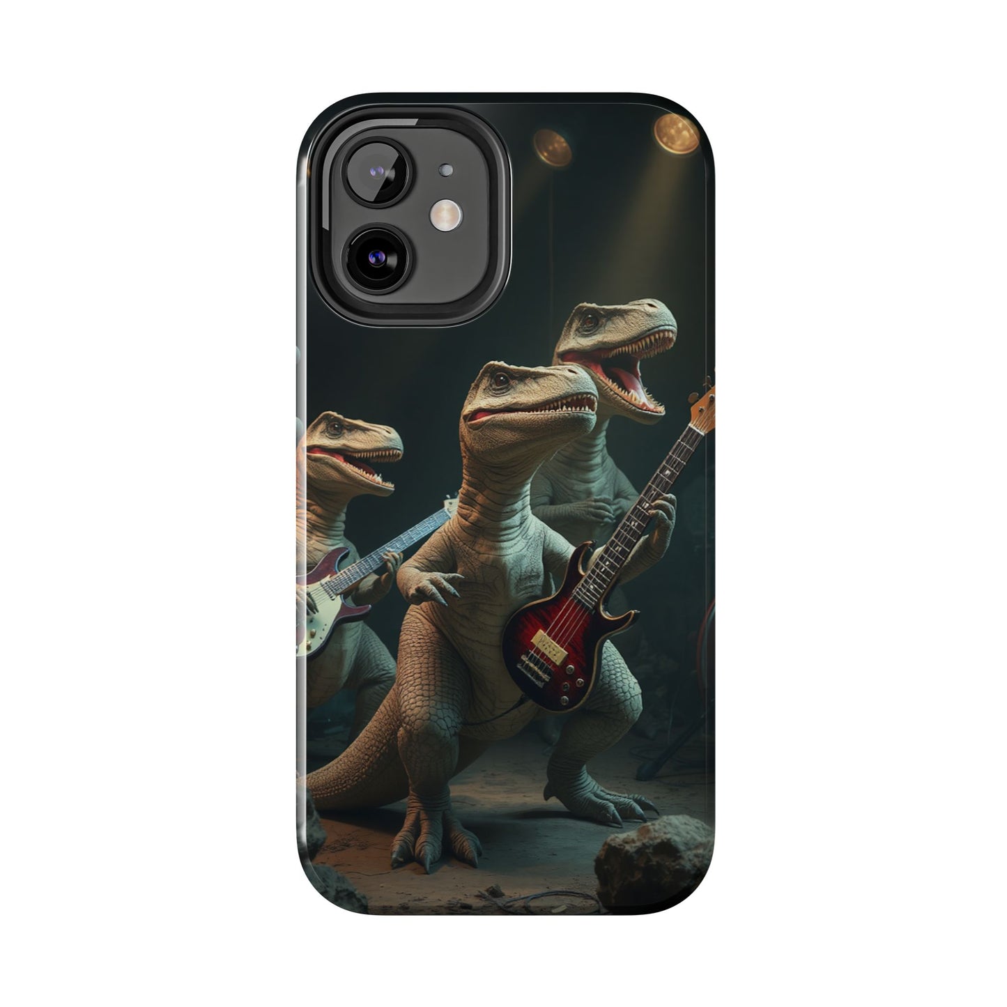 Rockin' Dinosaur Tough Phone Cases - Perfect for Music Lovers and Kids!