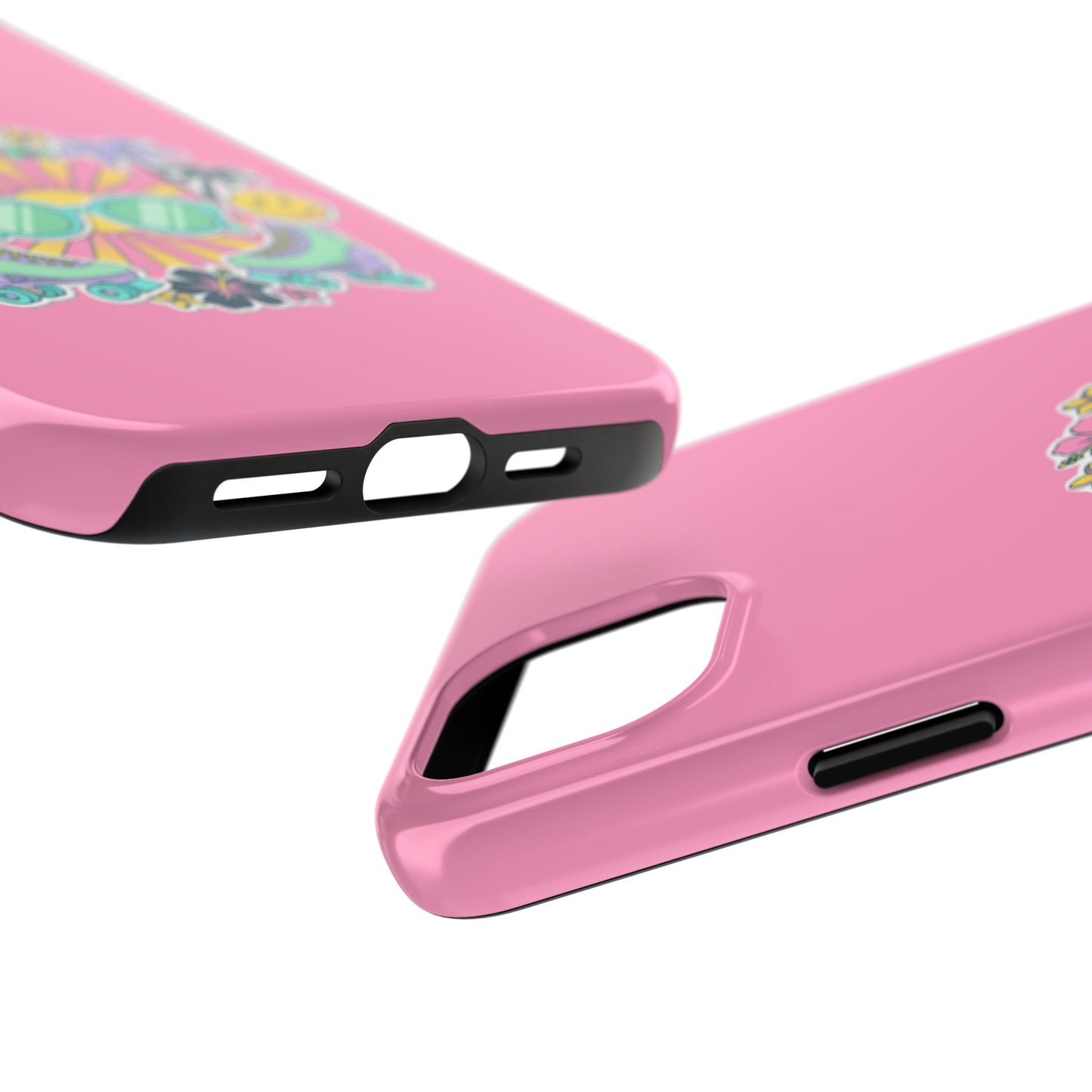 Retro Summer Phone Case — Y2K Palm Trees, Roller Skates & Smiley Collage