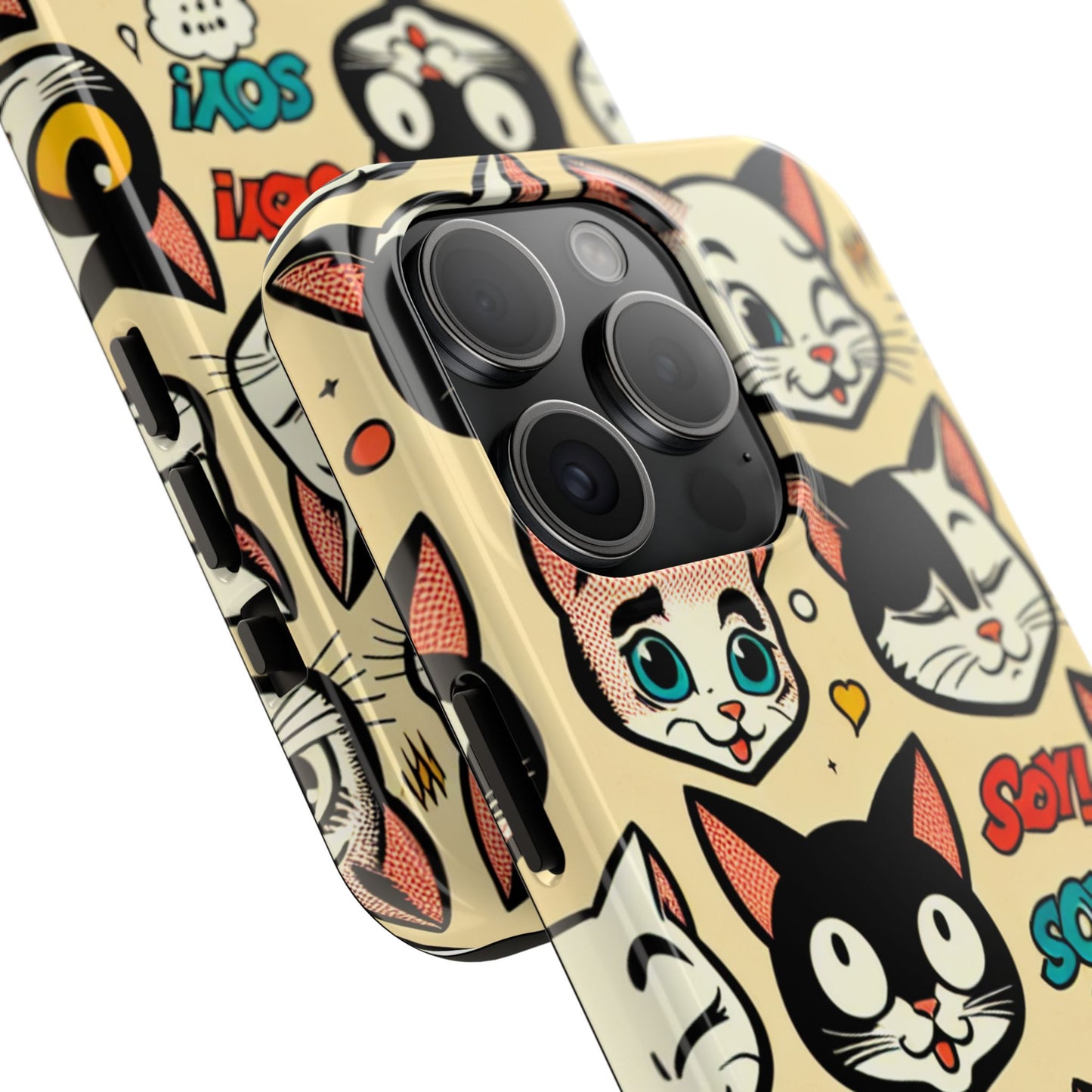 Playful Cat-Themed Tough Phone Case - Pet Pattern - for iPhone