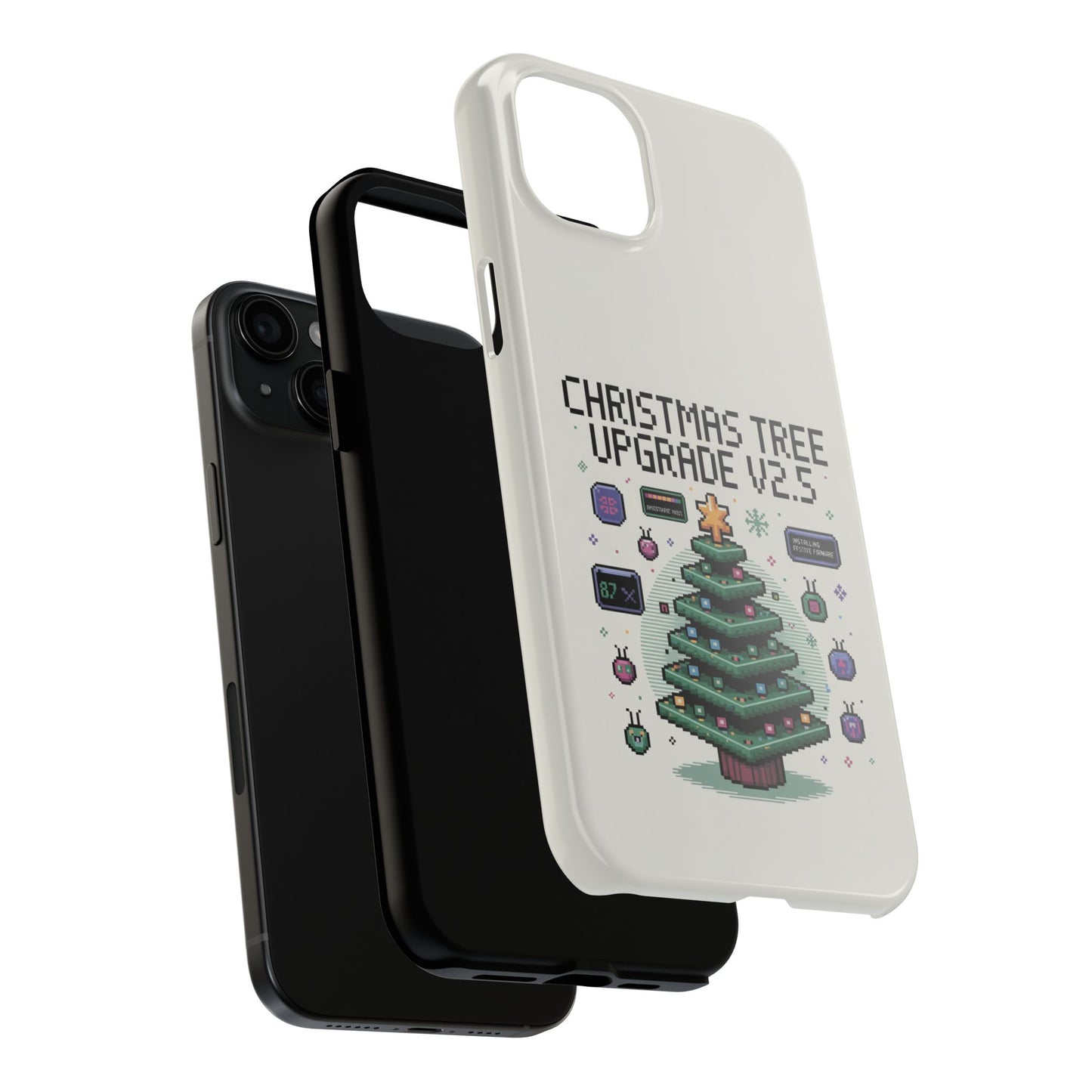 Christmas Tree Upgrade Tough iPhone Case - Pixel Art Design