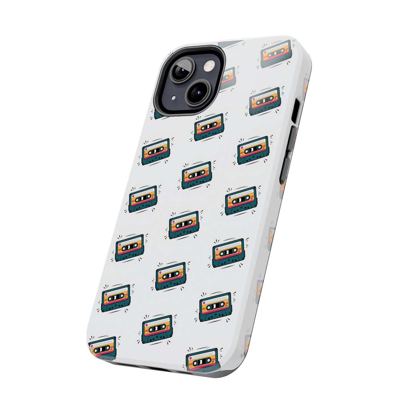 Retro Cassette Tape Phone Case Pattern - White