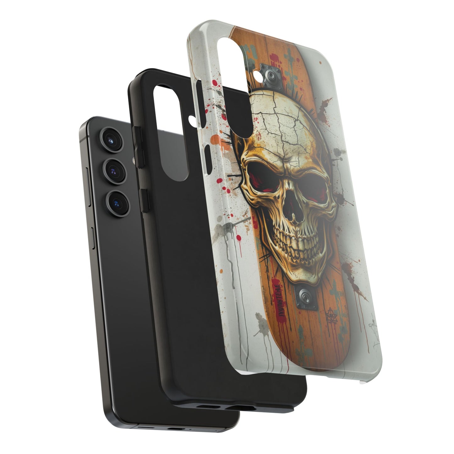 Edgy Skull Tough Phone Case - Durable Protection for Skateboard Enthusiasts