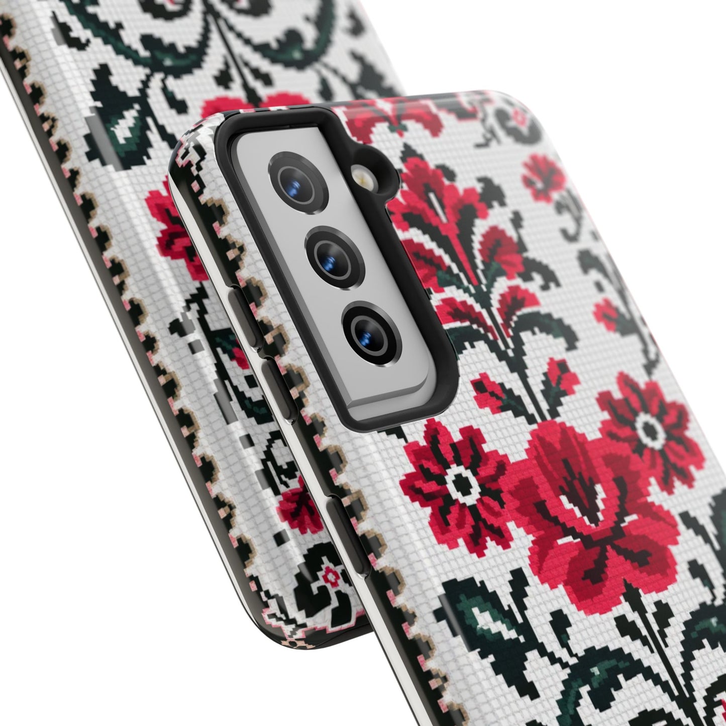 Traditional Floral Knit Tough Phone Cases - Durable Protection with Vintage Style - for iPhone