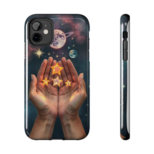 Galaxy Hands Tough Phone Case - Celestial Design for Star Lovers