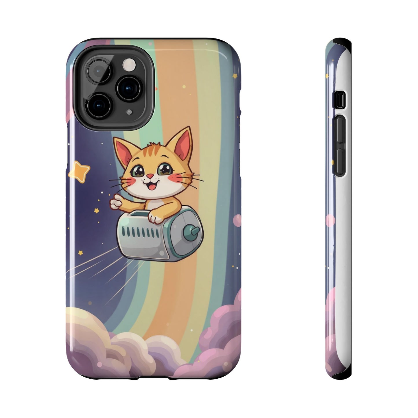 Cute Cat Rocket Phone Case - Vibrant and Playful Tough Case