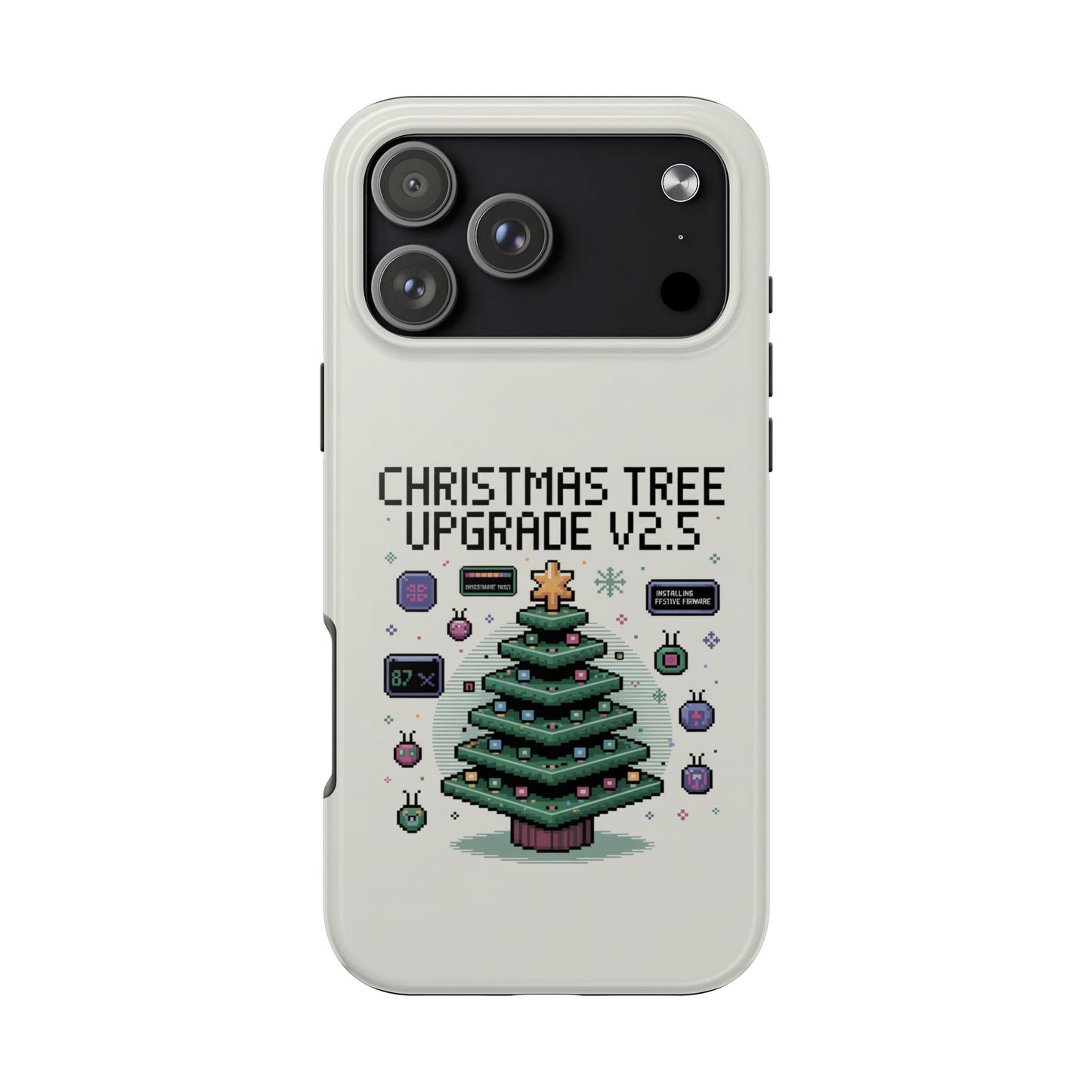 Christmas Tree Upgrade Tough iPhone Case - Pixel Art Design