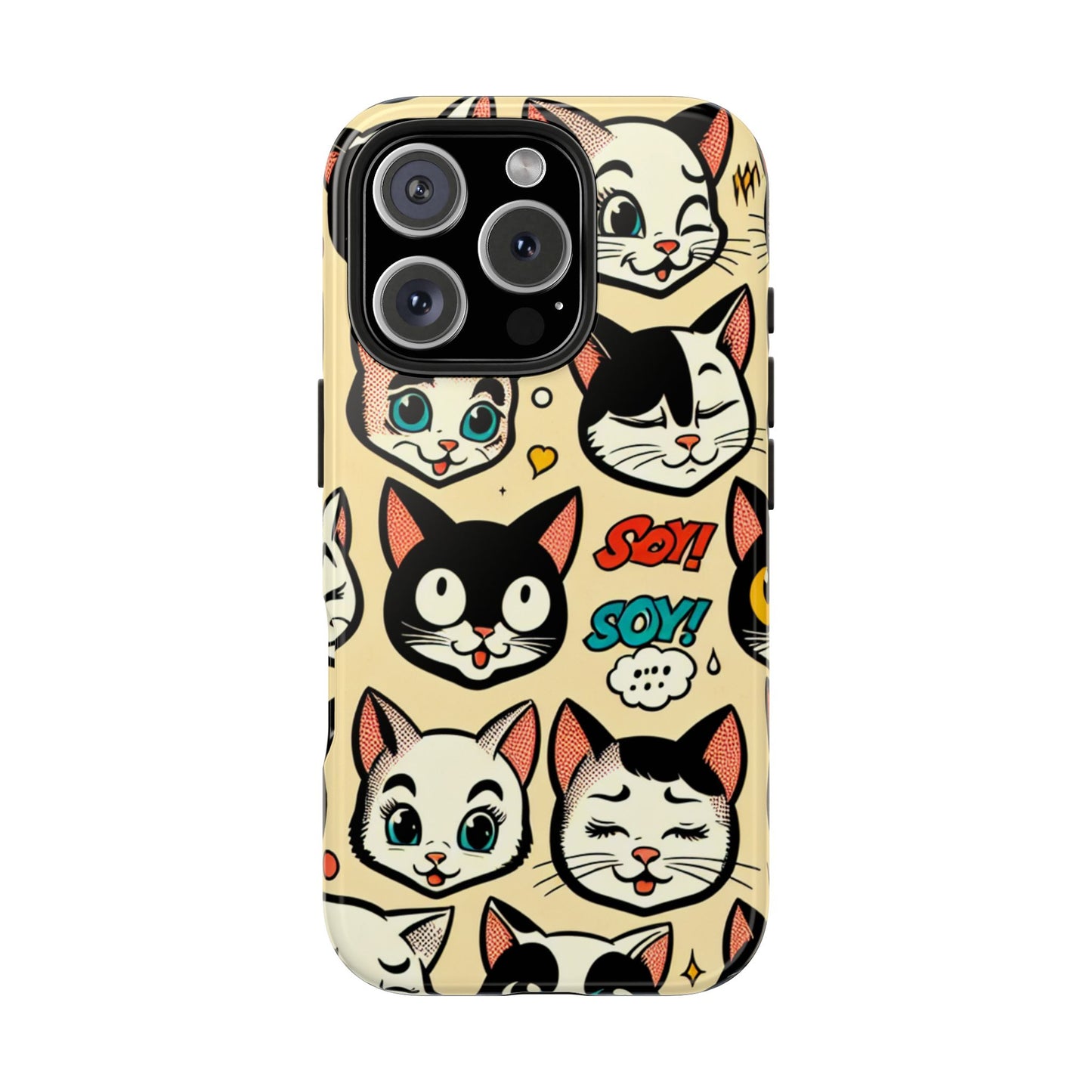 Playful Cat-Themed Tough Phone Case - Pet Pattern - for iPhone