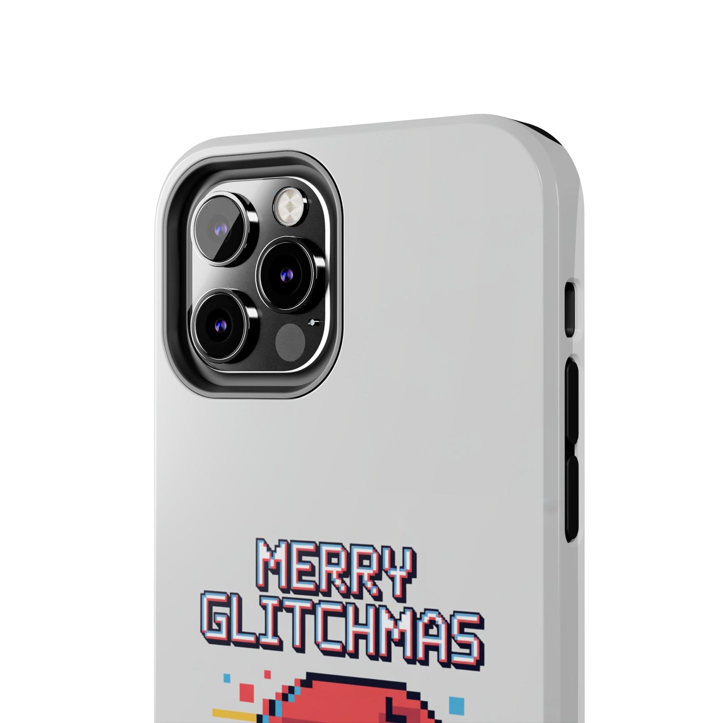 Merry Glitchmas Phone Case - Christmas Pixel Art Design for iPhone