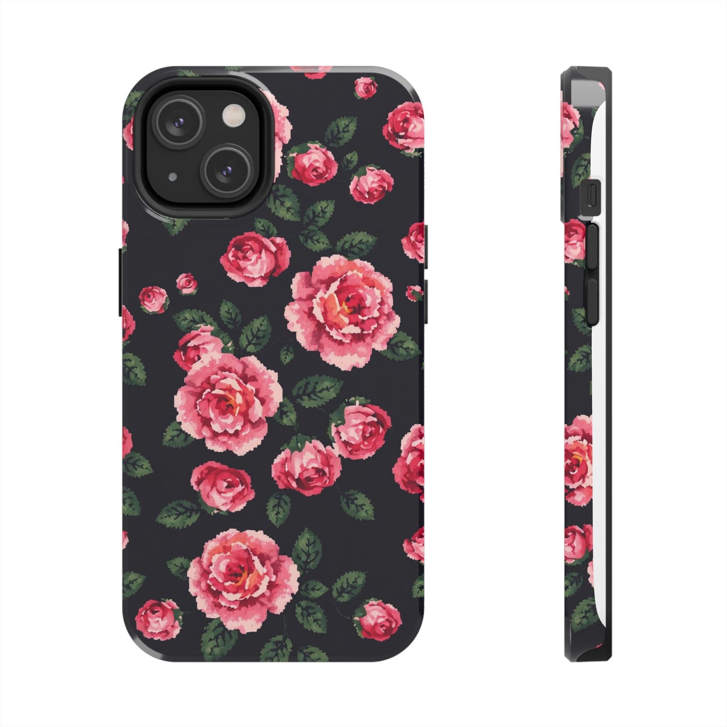 Pixelated Floral Tough Phone Case - Elegant Rose Design for Protection & Style - for iPhone