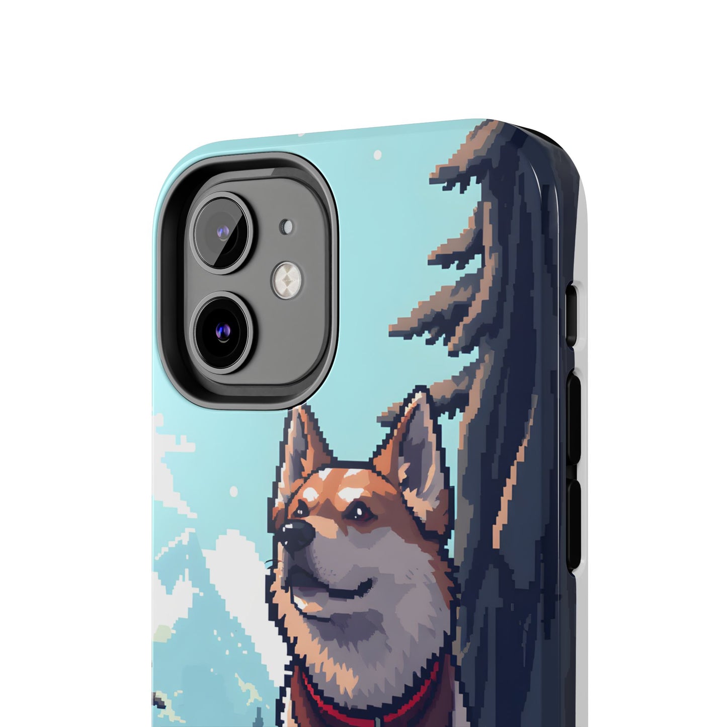 Retro Dog Adventure Tough Phone Case - Pixel Art Shiba Inu Design - for iPhone