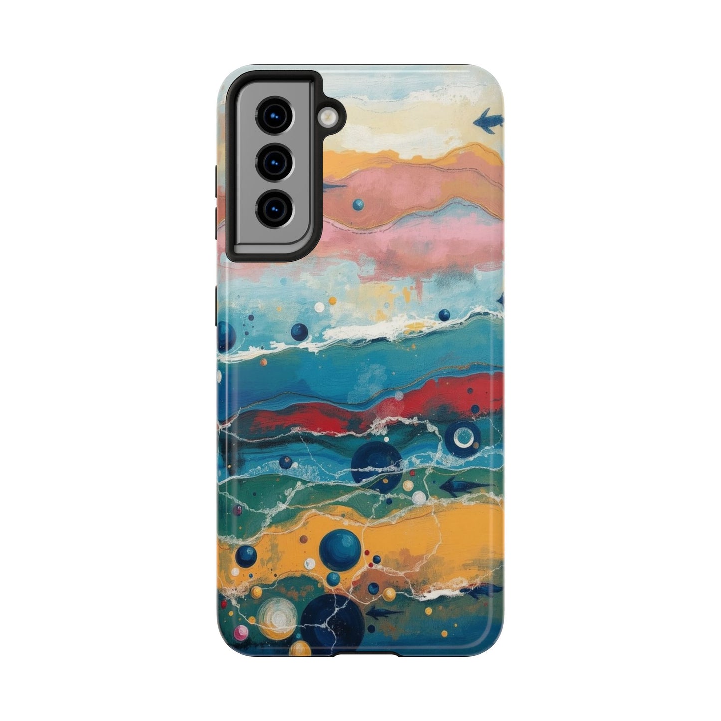 Artistic Tough Phone Case - Vibrant Waves Design for Unique Style