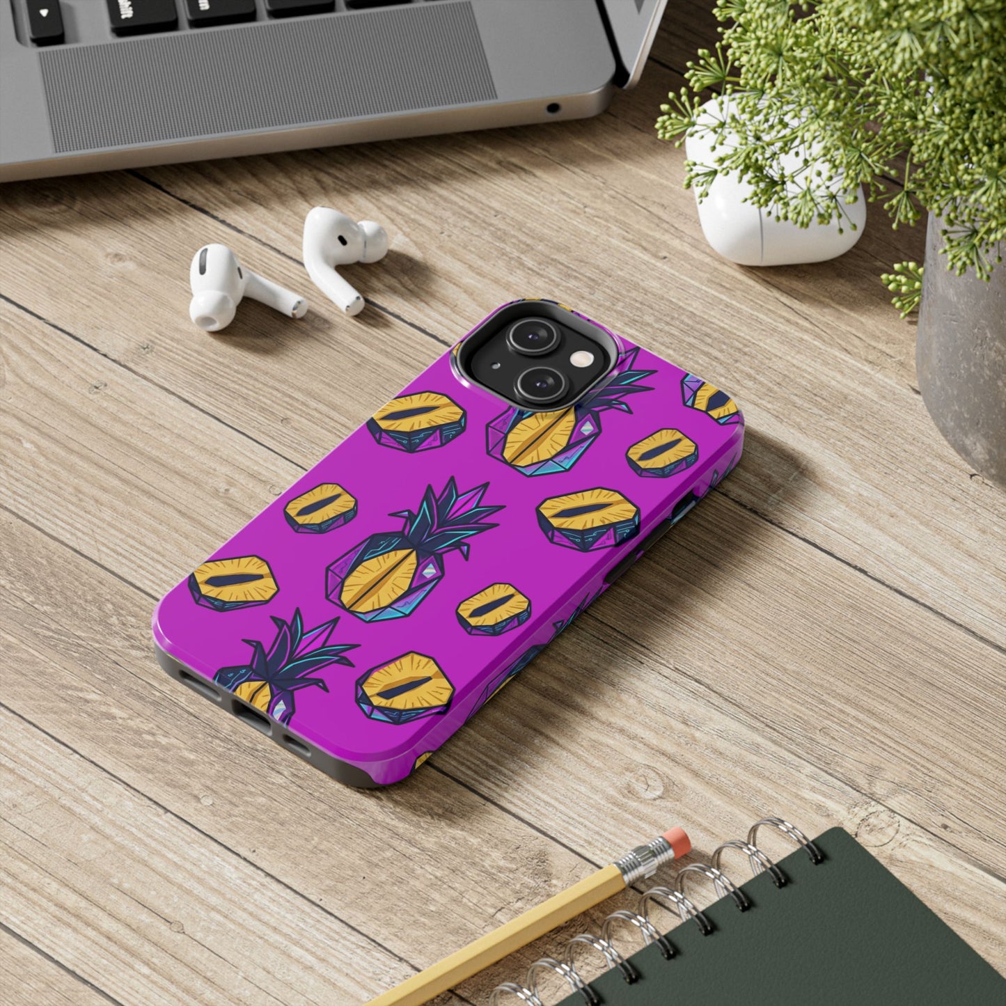 Cyberpunk Origami Pineapple iPhone Case