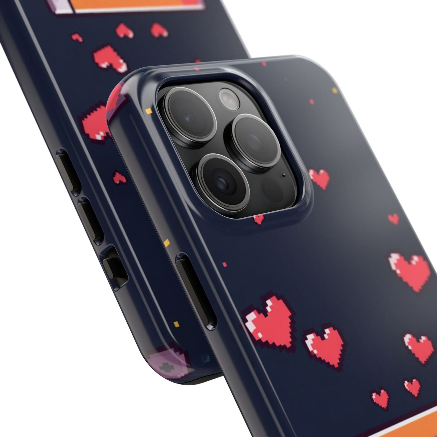 Pixel Heart Tough Phone Case - Retro Gamer Style for Valentine's Day