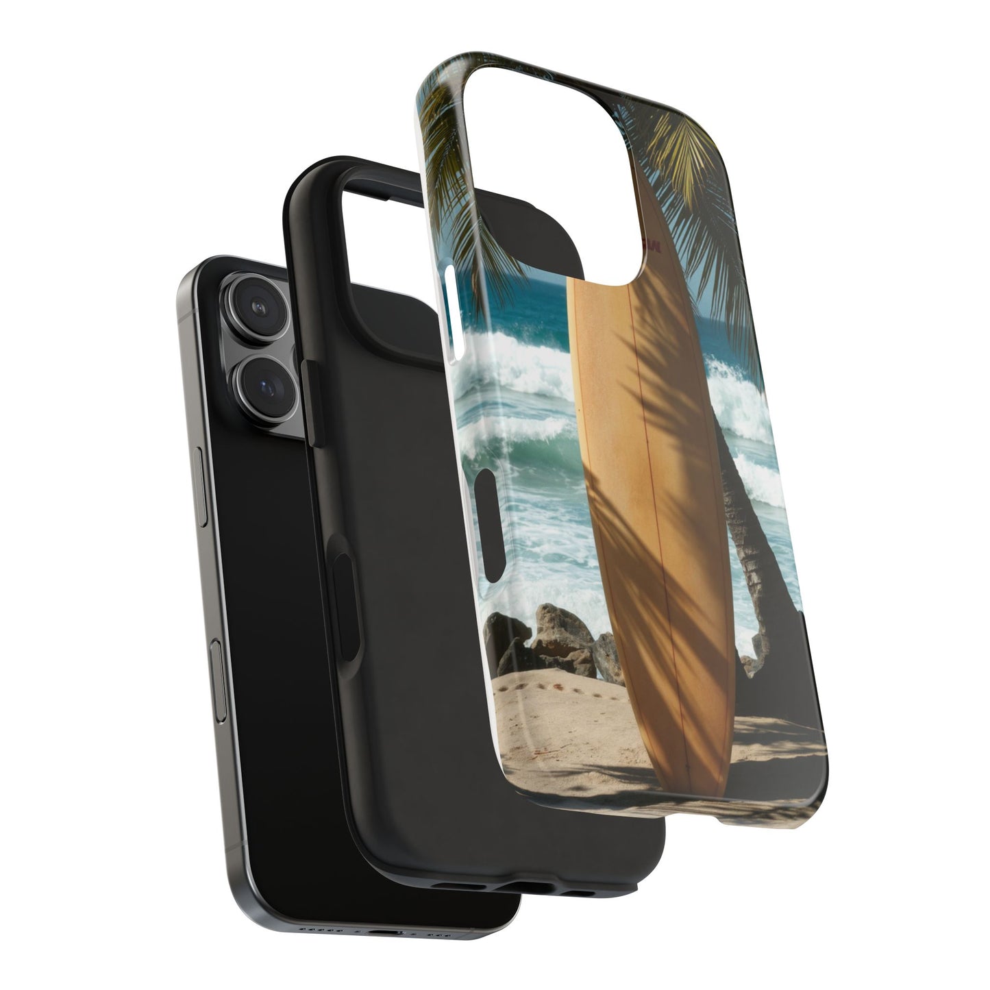Tough Surfing Phone Case - Beach Vibes with Palm Trees & Surfboard
