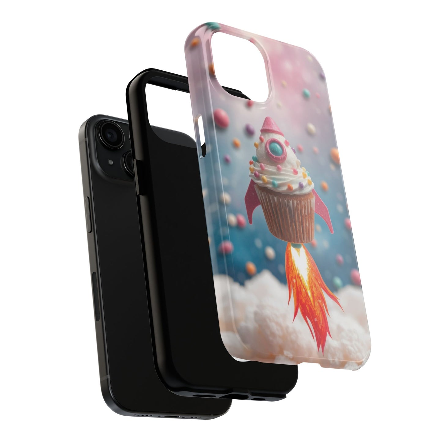 Whimsical Rocket Cupcake Phone Case - Fun Protective Case for Kids and Teens