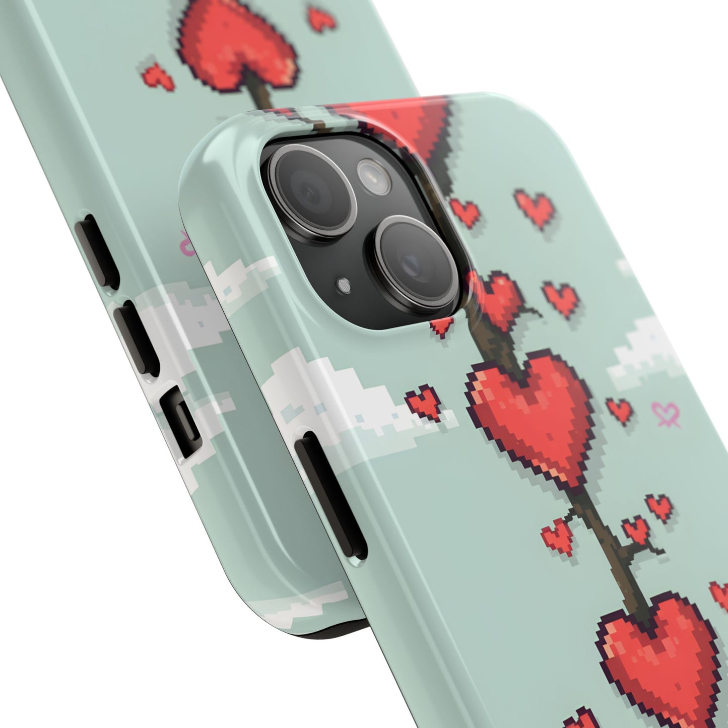 Pixelated Love Hearts Tree | Tough Phone Case - Cute Design - for iPhone