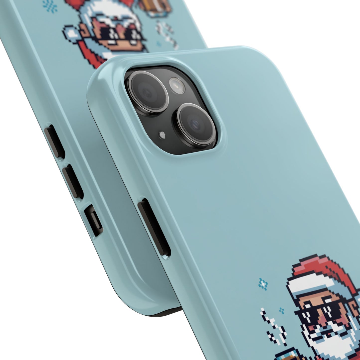 Pixel Art Santa Claus iPhone Case - Festive Tough Case with 'Be Good' Design