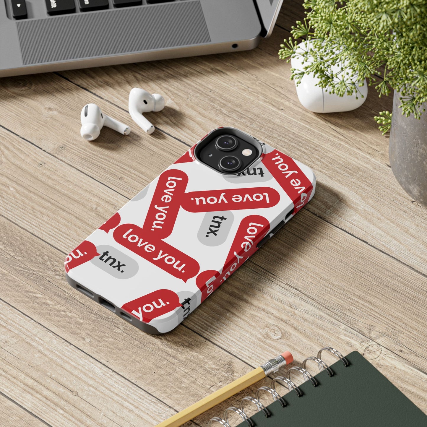 Love You&Tnx Tough Phone Case - Stylish and Protective for iPhone