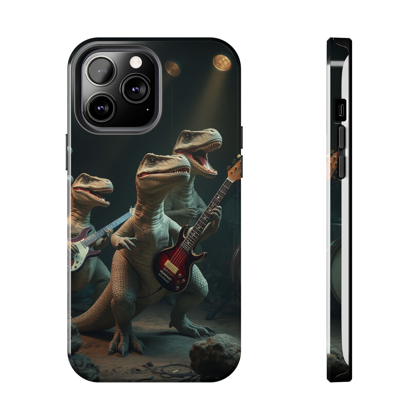 Rockin' Dinosaur Tough Phone Cases - Perfect for Music Lovers and Kids!