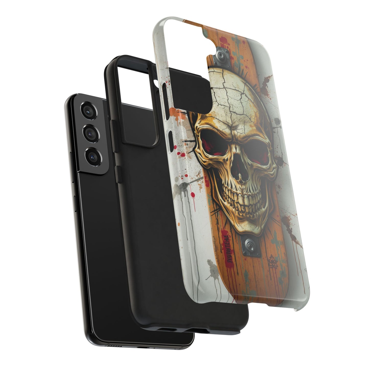 Edgy Skull Tough Phone Case - Durable Protection for Skateboard Enthusiasts