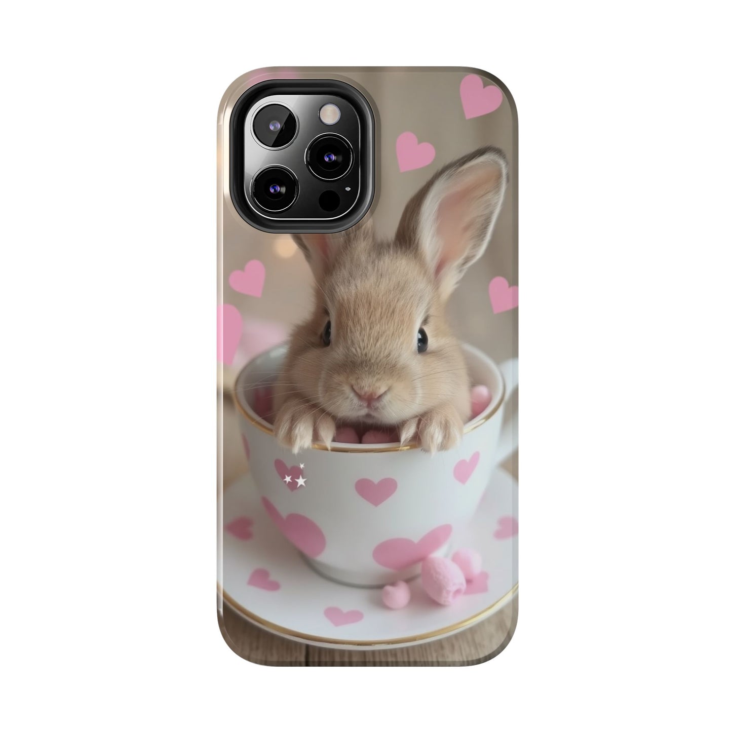 Adorable Bunny Phone Case with Heart Design - Cute Gift for Animal Lovers