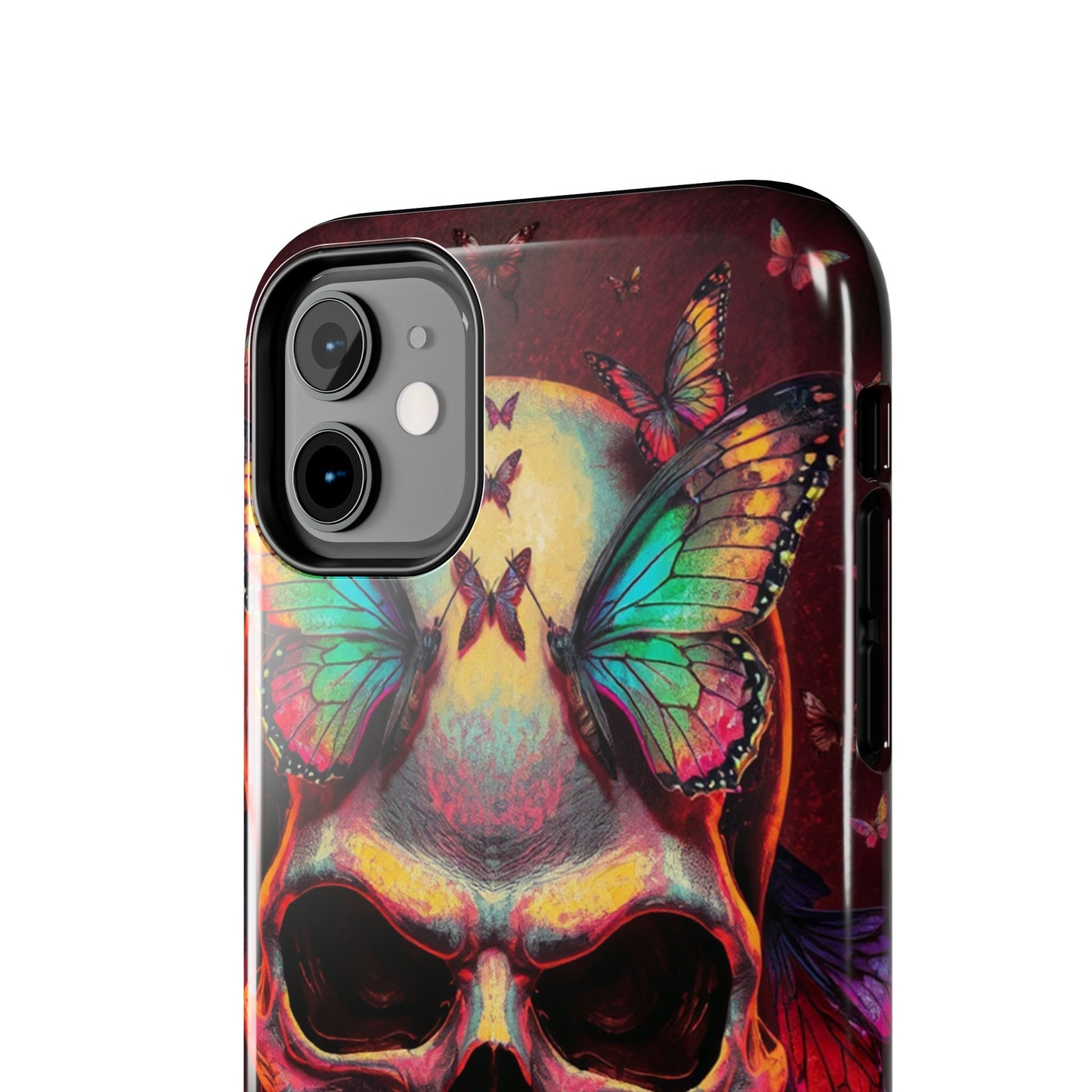 Gothic Skull Phone Case with Butterflies - Durable Tough Phone Case