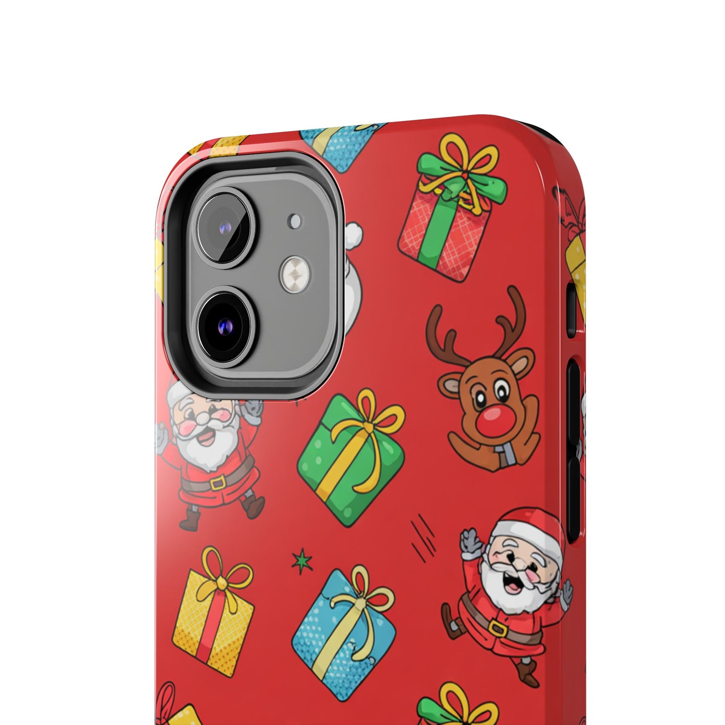 Festive Santa and Reindeer Tough Phone Case - Christmas Holiday Design