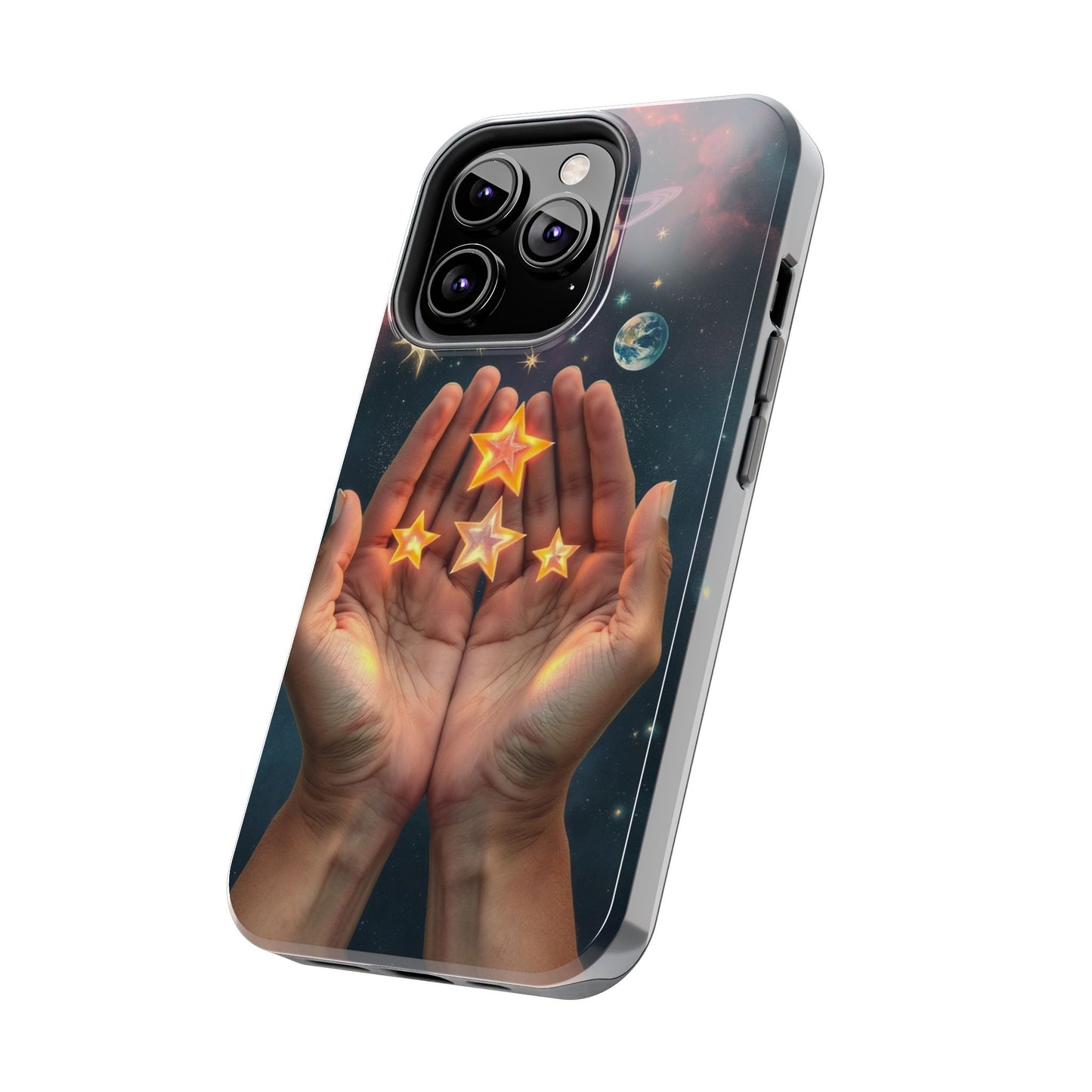 Galaxy Hands Tough Phone Case - Celestial Design for Star Lovers