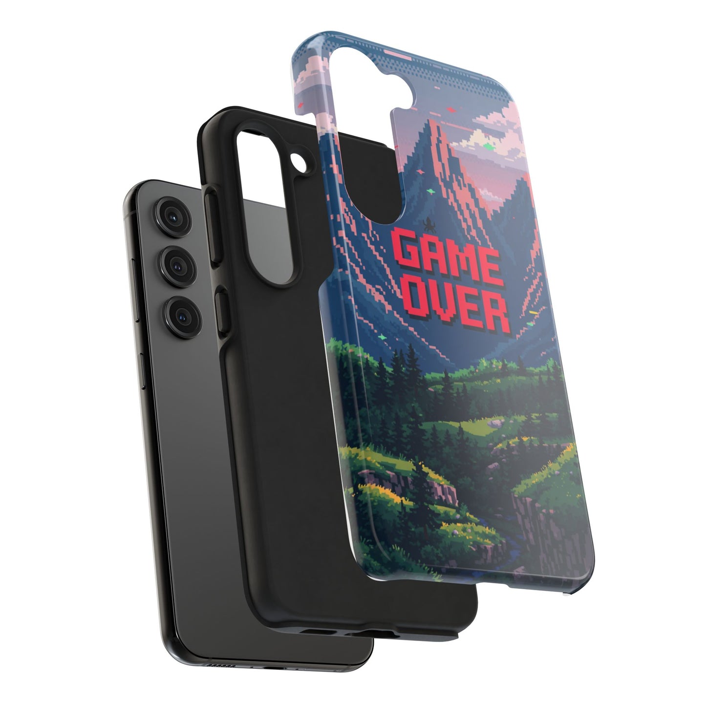 Pixel Art Tough Phone Case - 'Game Over' Design for Gamers