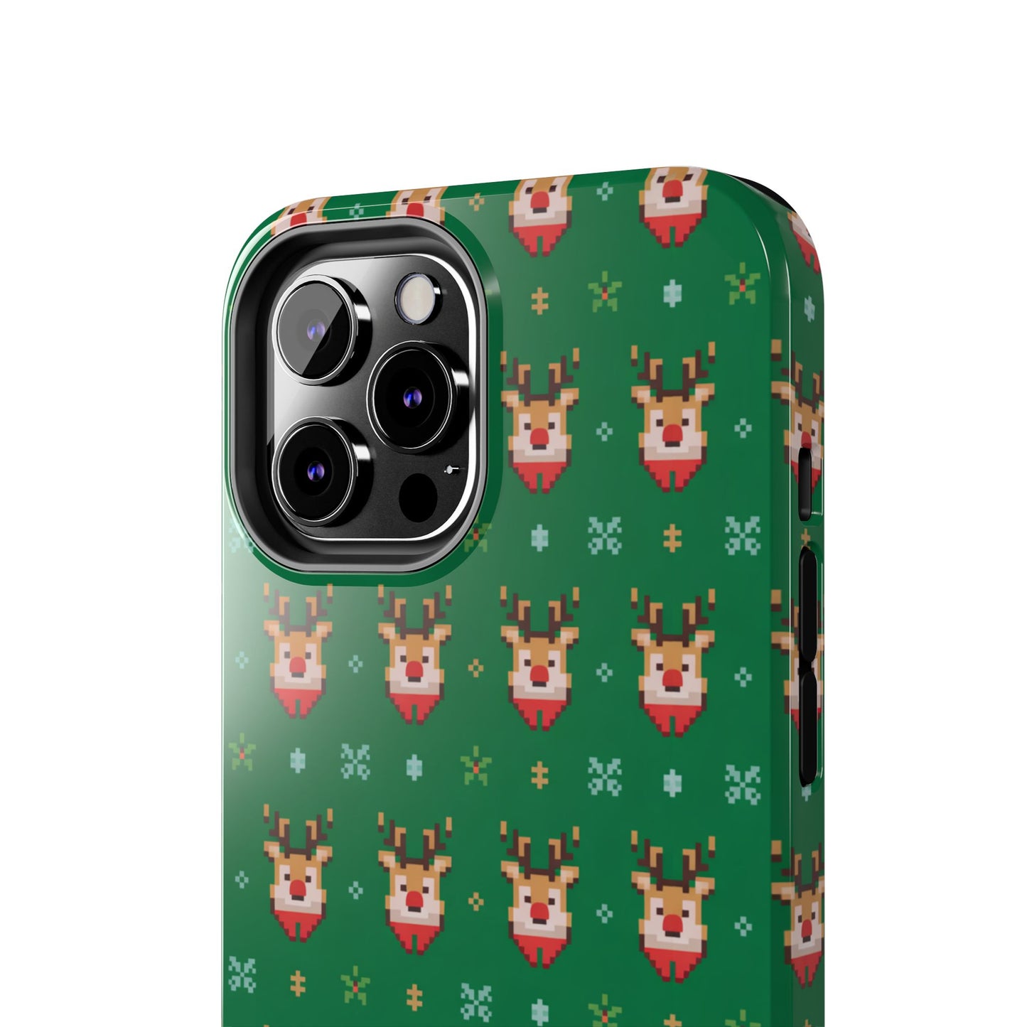 Pixel Art Christmas Rudolf Pattern Phone Case Green