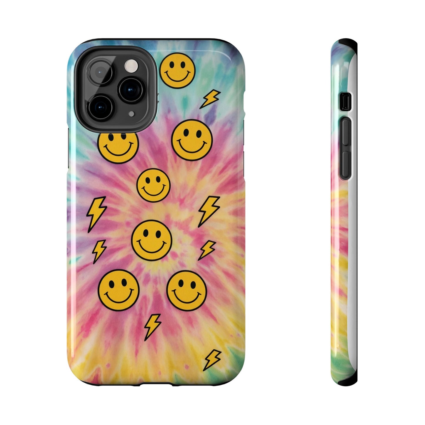 Colorful Smiley Lightning Tough Phone Case - Fun & Durable
