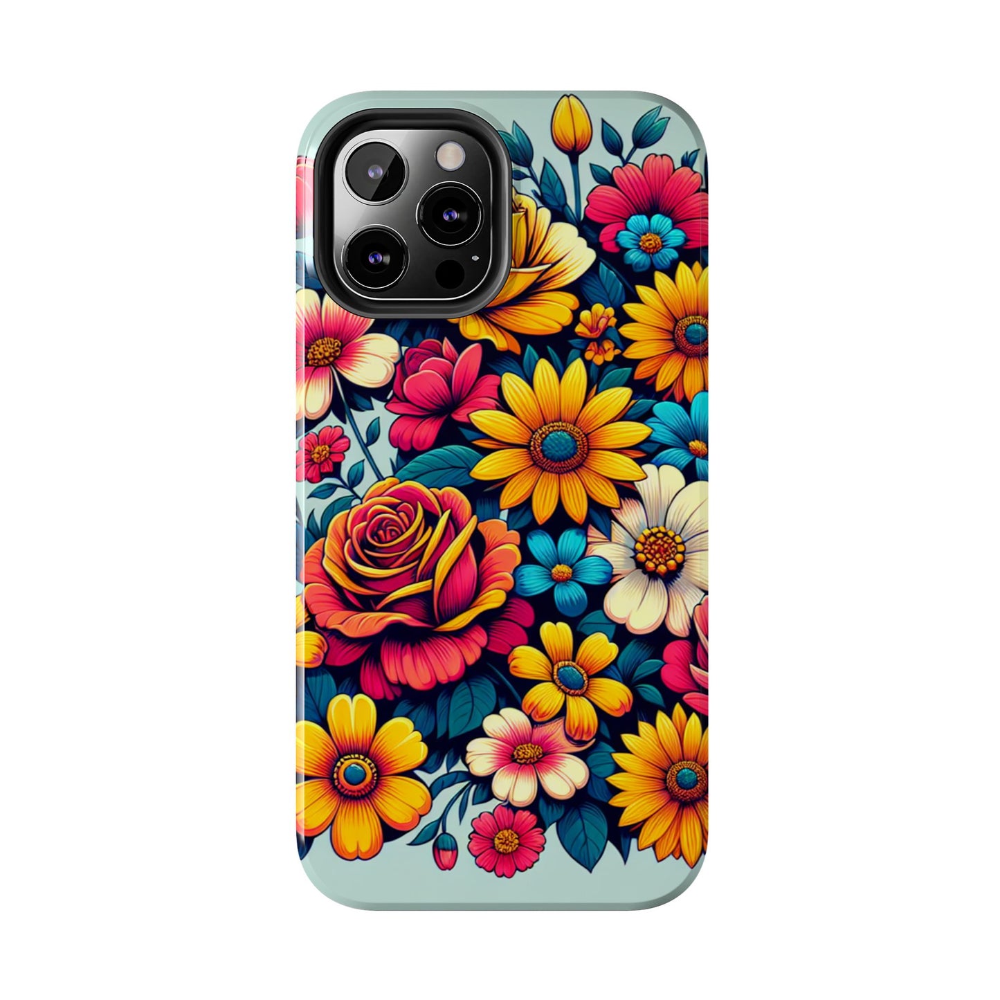 Vibrant Floral Tough Phone Case - Colorful Flower Design - for iPhone