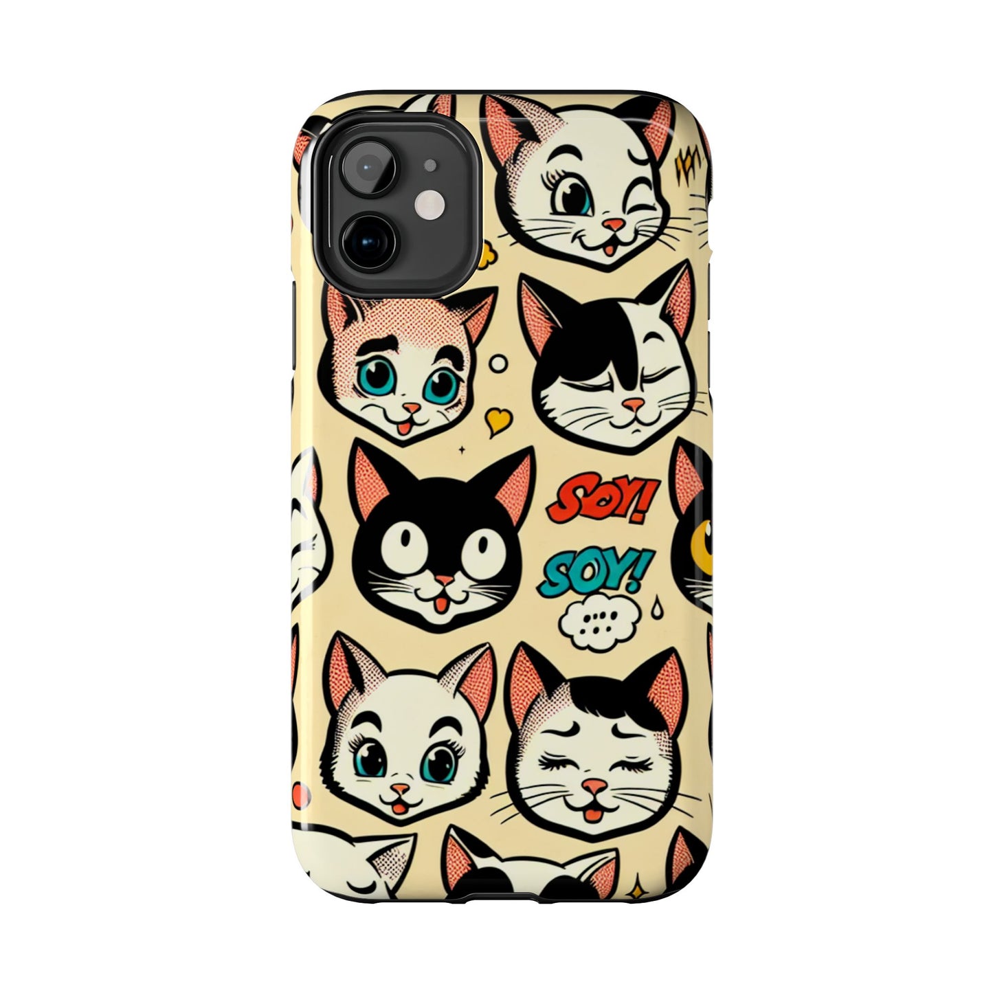 Playful Cat-Themed Tough Phone Case - Pet Pattern - for iPhone