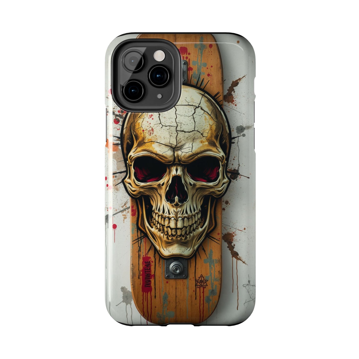 Edgy Skull Tough Phone Case - Durable Protection for Skateboard Enthusiasts